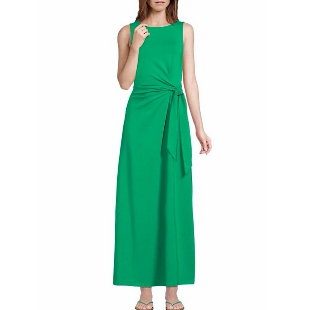 NWT Lands' End Sleeveless Side Knot Maxi Dress in Clover Size M